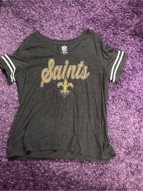 New Orleans SAINTS Short Sleeve NFL Tee - Gray with Gold Logo XXL